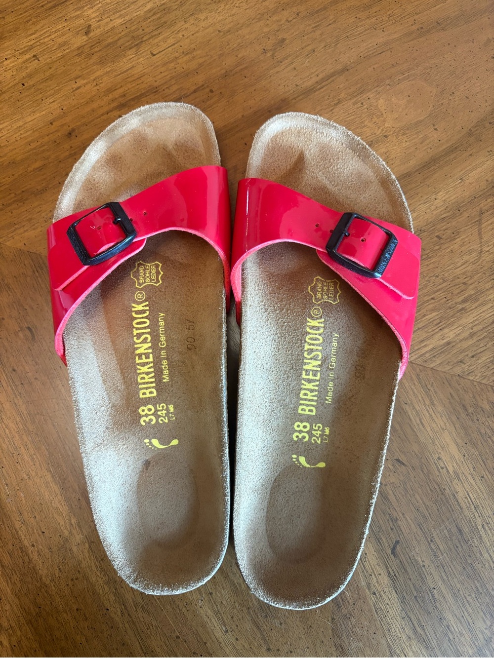 BIRKENSTOCK Madrid Birko-Flor Patent Cherry Sandals/Slides Women